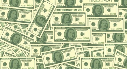 Fototapeta premium Abundance of US Dollar Bills Scattered Randomly.