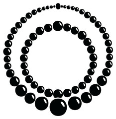 Fototapeta premium Elegant Black Pearls Arranged in Two Circles, Forming an Abstract Design