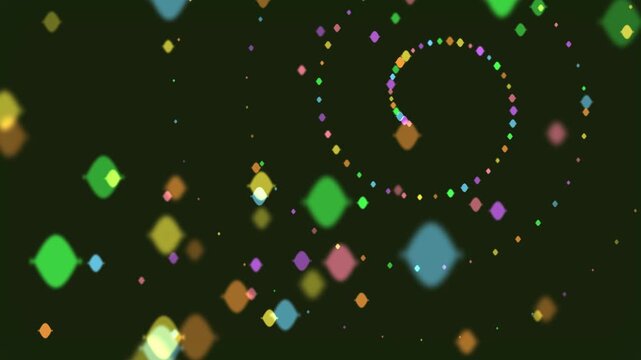 Vibrant abstract particles flowing in dark space with neon trails glow