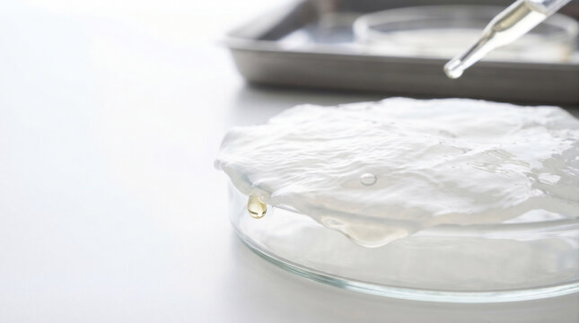 Wet Bacterial Cellulose Pellicle with Trapped Air Bubble &ndash; Fermented Biomaterial Macro &ndash; Vegan Leather Precursor &ndash; Clean-Room High-Key Light