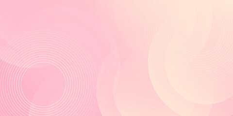 Obraz premium Abstract soft pink background with circular line patterns and geometric shapes. This vector is suitable for web, presentations, advertisements, and more. Elegant minimalist pastel design.