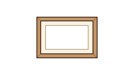 Rectangular Wooden Picture Frame Vector Icon with Editable Stroke. A modern flat illustration of a photo frame with matting, ideal for gallery displays, art, and interior design projects. © Jannatun