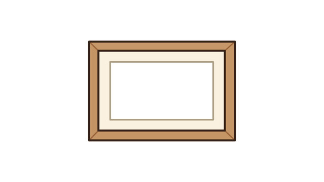 Rectangular Wooden Picture Frame Vector Icon with Editable Stroke. A modern flat illustration of a photo frame with matting, ideal for gallery displays, art, and interior design projects.