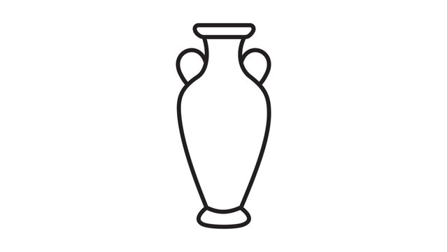 Minimalist Pottery Urn and Ancient Greek Amphora Vector Icon Illustration with Editable Stroke. Clean Black Line Art of a Tall Clay Vase or Ceramic Vessel Isolated on a White Background.