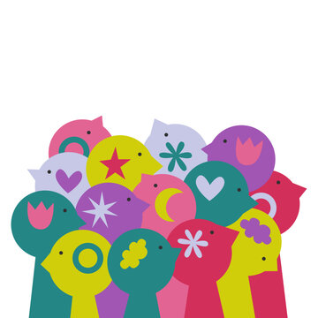 Diverse people team collaboration. Different brains and minds work and live together. Neurodiversity inclusion concept. Head silhouettes with various symbols.