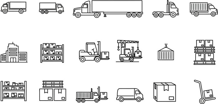 Transport Cargo Movement Icon Set Minimal Design