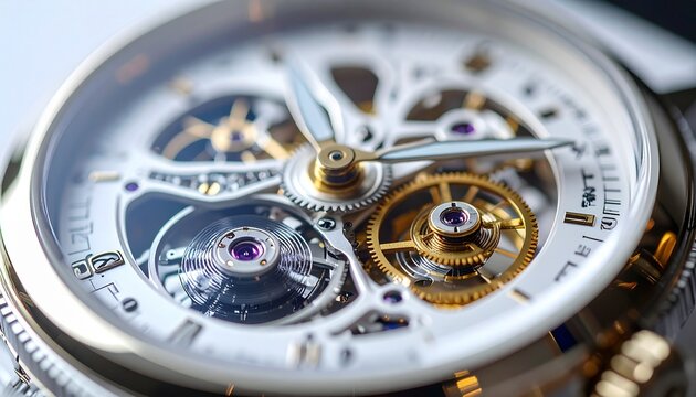 Intricate Watch Mechanism Displaying Precision and Craftsmanship in Timekeeping.