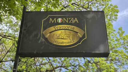 Fototapeta premium A black rectangular sign for 