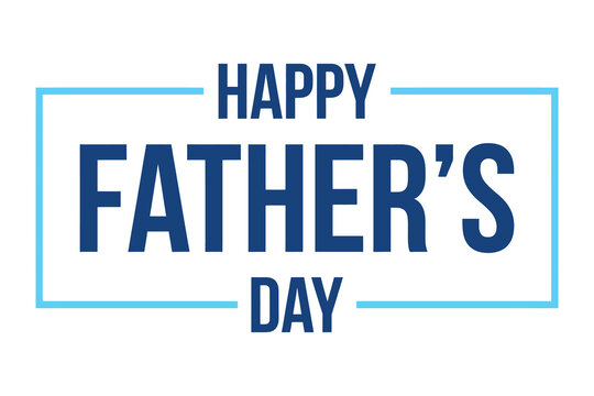 Father's Day celebration graphic design with bold navy blue typography and light blue frame on clean white background