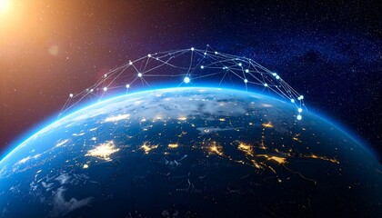 Obraz premium Prompt: Global network of light