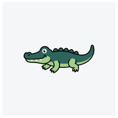 Fototapeta premium Cute cartoon crocodile illustration silhouette
