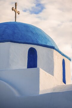 Roof, Blue and White Greek Orthodox Church Agios Nikolaos, Parikia, Paros, Cyclades, Aegean Sea, Greece