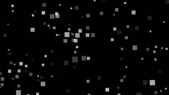 Dynamic abstract pixelated motion background, with falling geometric, shapes animation black, bright
