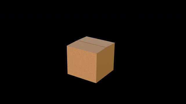 3D Cardboard Box Opening and Closing Animation with Bounce Effect, Loopable Alpha Channel, 4K