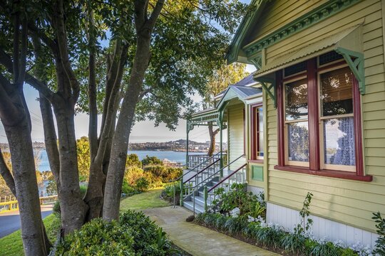 House with view over the sea, Devonport, Auckland, North Island, New Zealand