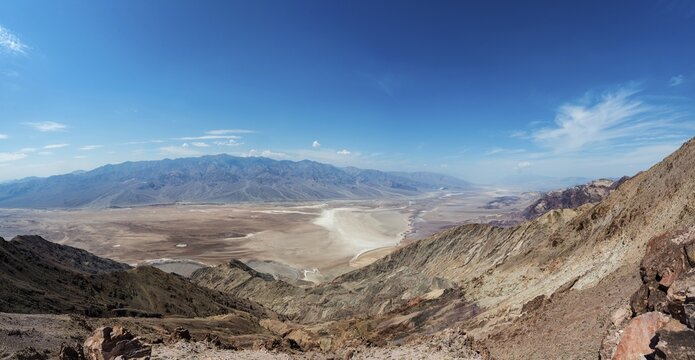 Panorama from Dante's View, viewpoint, Death Valley National Park, Panamint Range behind, Mojave Desert, California, USA