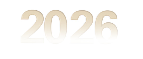 2026 font design isolated on white, perfect for new year greetings and holiday designs. A clean and modern representatio © vegefox.com