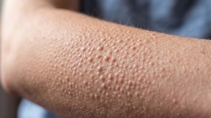 Fototapeta premium Close up of human skin with goosebumps on an arm.