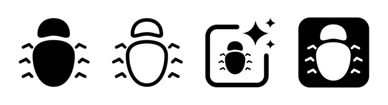 Bug icon representing software error debugging and system flaw in programming and cybersecurity interfaces isolated on transparent background vector illustration
