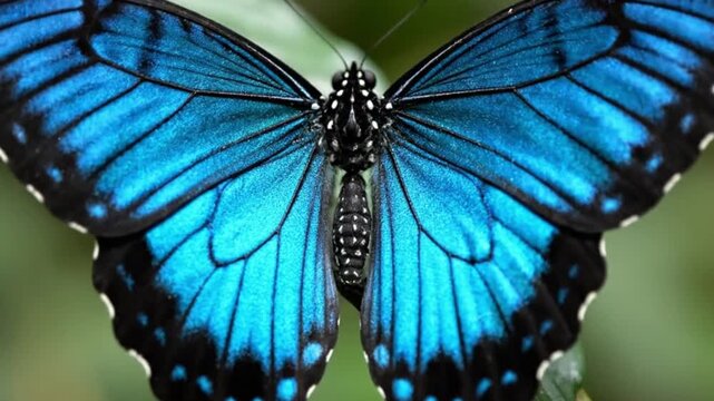 Vibrant Blue Morpho Butterfly Macro - Stunning Insect Wing Detail