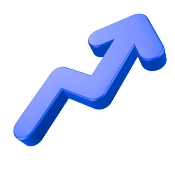 3D blue arrow icon representing growth, progress, or upward trends. 
