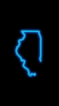 Mobile Vertical Resolution, 2160x3840 Pixels, Illinois State (USA) Map Neon Lights, Illinois State Neon Lights Map Opener Suitable for Elections, July 4th and Memorial Day