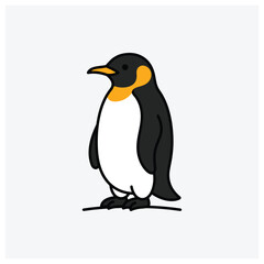 Obraz premium Minimal line art drawing of a cartoon penguin bird.