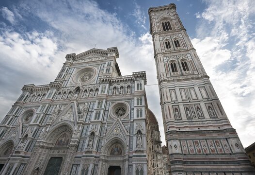 Campanile and cathedral, Duomo Santa Maria del Fiore, UNESCO World Heritage Site, Florence, Tuscany, Italy