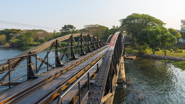 Historical River Kwai Bridge, route of the Thailand-Burma Railway, Death Railway, Kanchanaburi Province, Central Thailand, Thailand