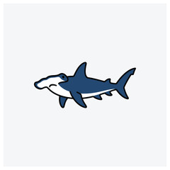 Fototapeta premium Minimalist side view vector silhouette of a shark