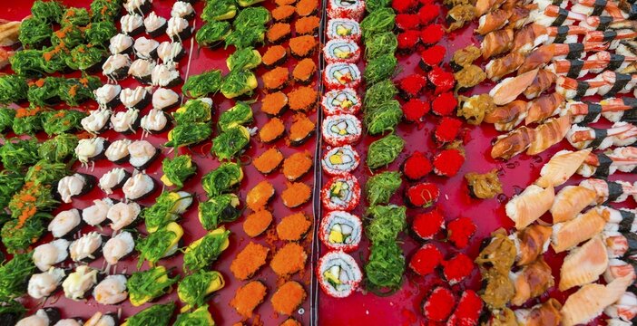 Various colourful sorts of Sushi, Thailand