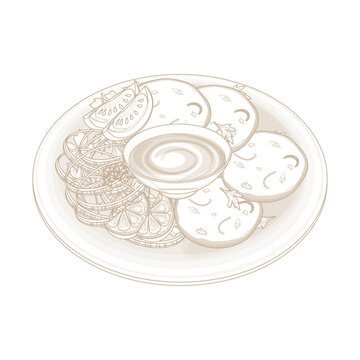 Vector Illustration Logo line art Shami Kabab or Shami kebab 