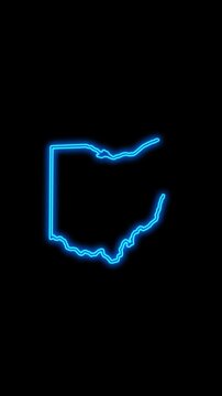 Mobile Vertical Resolution, 2160x3840 Pixels, Ohio State (USA) Map Neon Lights, Ohio State Neon Lights Map Opener Suitable for Elections, July 4th and Memorial Day