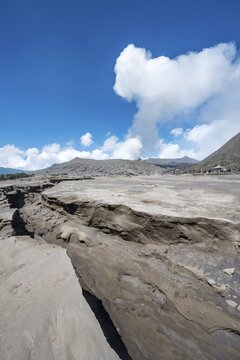 Crevice, rear smoking volcano Mount Bromo, Tengger Caldera, National Park Bromo-Tengger-Semeru, Java, Indonesia