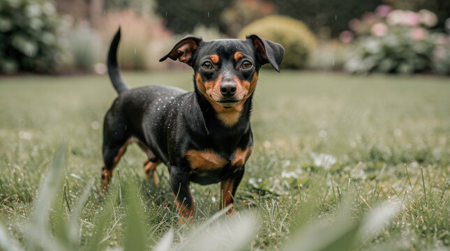 Chiweenie Dog Low Angle Garden Wildlife Telephoto Shot Natural Frame Copy Space