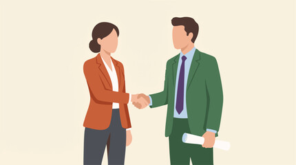 Fototapeta premium Business professionals shaking hands, sealing a deal or agreement
