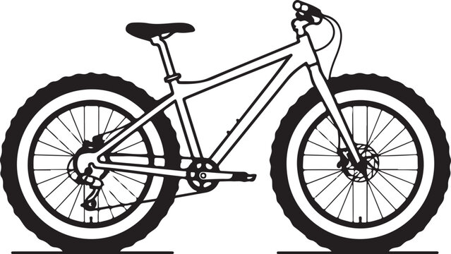 Fat tire bicycle, mountain bike, bike icon, vector bike, cycling illustration
