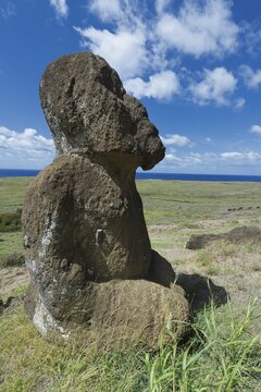 Moai in Rano Raraku, Rapa Nui National Park, Unesco World Heritage Site, Easter Island, Chile