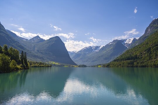 Lake Oldevatnet with Bergen, Olden, Stryn, Vestland, Norway