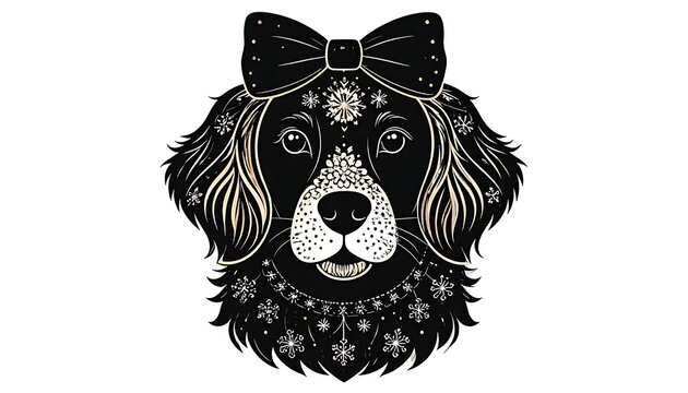 Ornate dog portrait adorns