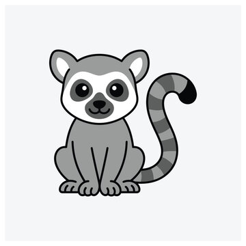 Cute ring-tailed lemur drawing illustration for kids and pets