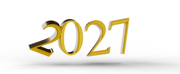 3D render of the year 2027 in gold, perfect for new year greetings and celebrating upcoming events. Suitable for variou © vegefox.com