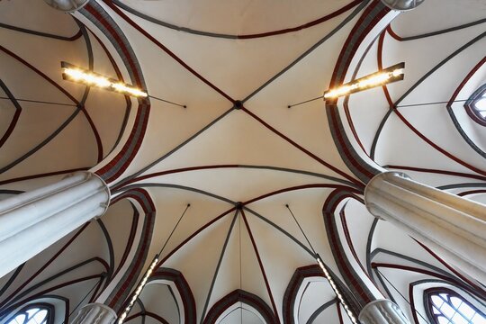 Vaulted ceiling of the renovated Saint Nicholas Church, Nikolai district, Berlin, Germany