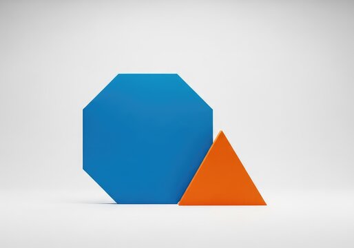 Abstract geometric composition showing an intentional imbalance, using two unequal shapes separated by expansive negative space, simple, composition, backdrop