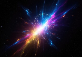 Obraz premium Abstract rendering of ethereal light merging with deep space, representing cosmic expansion, ultimate awareness, and spiritual liberation, expansion, universal, dynamic