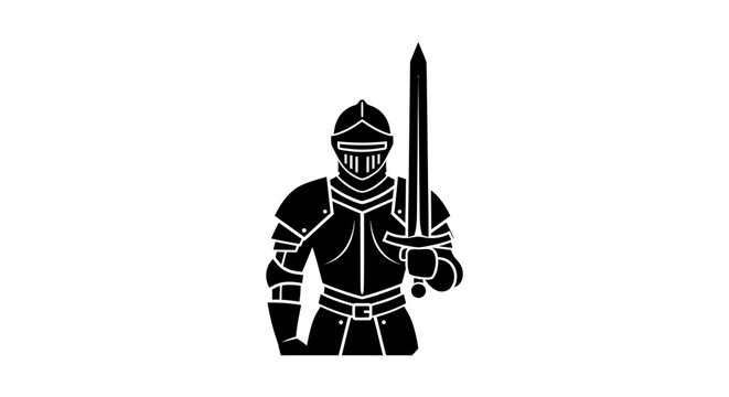 Medieval Knight in Armor Standing.