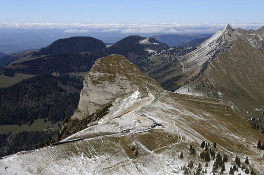 Fresh snowfall on Roche de Naye mountain, Montreux, Vaud, Switzerland, Europe
