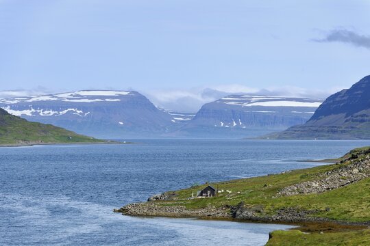 Remote holiday cottage at the coast, Westfjords or West Fjords, Iceland, Europe