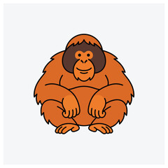Obraz premium Minimal silhouette illustration of a sitting monkey
