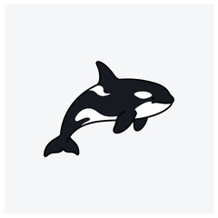 Fototapeta premium Simple black and white orca or killer whale silhouette illustration